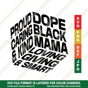 Dope Black Mama Mother&#39;s Day Black History Month SVG PNG for African American / Black Mom or Mothers Cricut or Silhouette Cut File