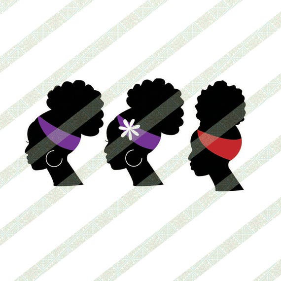 Afro Puffs Svg Png Jpeg 3 Images Of Black Woman Silhouette Etsy