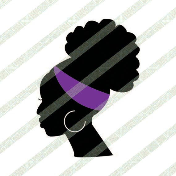 Svg Silhouette Of A Black Woman With A Natural Hair Afro Puff Etsy