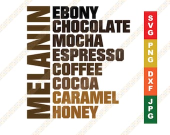 Melanin SVG - Many Shades of Brown PNG JPEG Ethnic Cricut or Silhouette Cut File