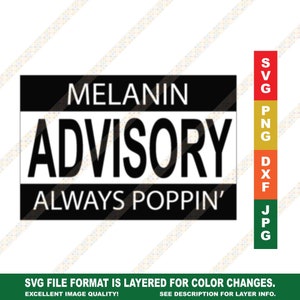 Funny Melanin Advisory Melanin Always Poppin SVG African American Sayings