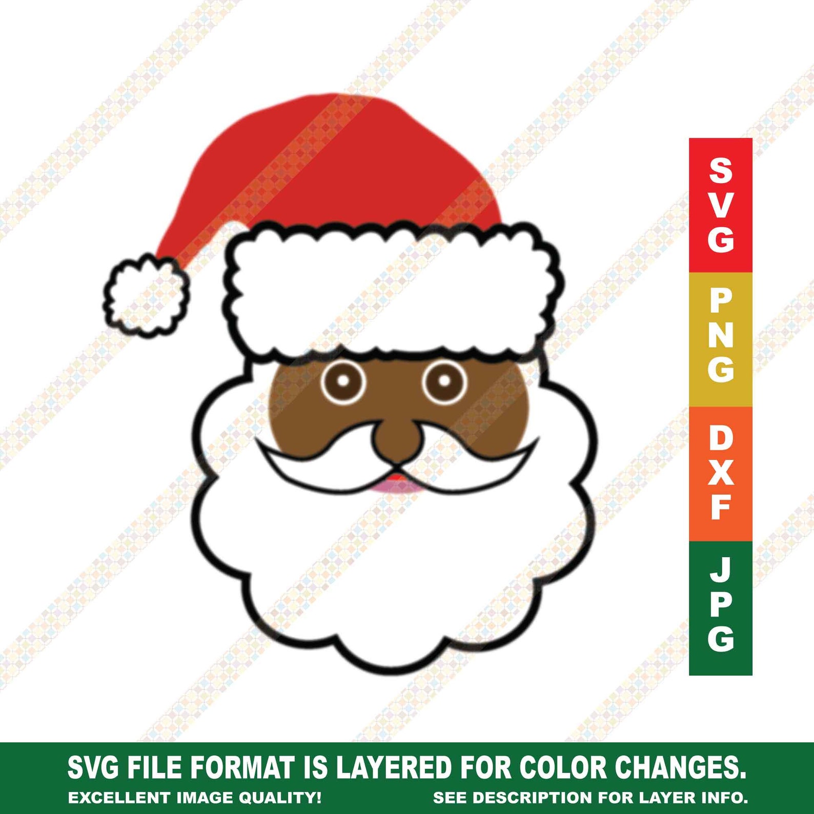 Black Santa Claus African American SVG DXF Christmas ...