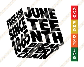 Juneteenth Vector Box - Free-ish Since 1865 - Break Every Chain SVG Cricut or Silhouette Cut File
