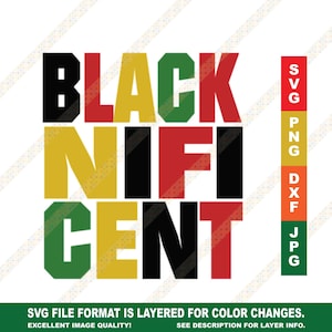 Blacknificent Black Quote Afrocentric Colors SVG DXF Cricut or Silhouette Cut File