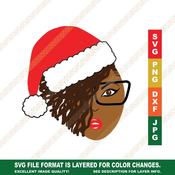 Download Black Woman Wearing Santa Hat And Dreadlocs Locs Svg Png Etsy