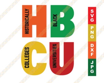 HBCU Historisch zwarte hogescholen en universiteiten Acroniem SVG Grad Alumni Cricut of Silhouette Cut File