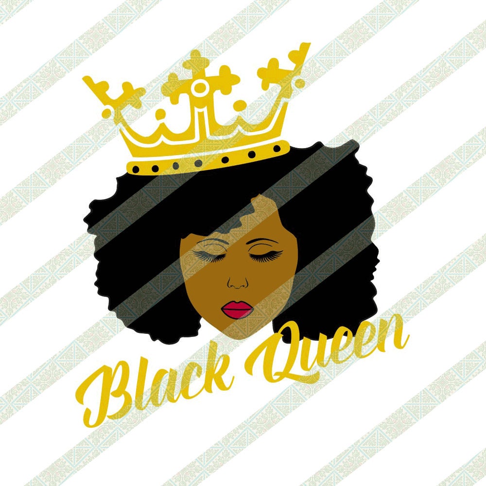 Download Black Queen With Crown SVG PNG Black Woman Natural Hair ...