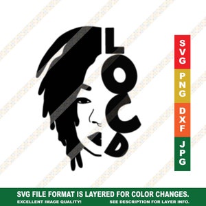 Loc&#39;d Locs Girl SVG Locs African American Woman PNG JPG Cricut or Silhouette Cut File