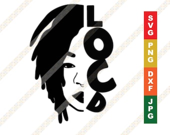 Loc'd Locs Mädchen SVG Locs Afroamerikaner Frau PNG JPG Cricut oder Silhouette geschnitten Datei