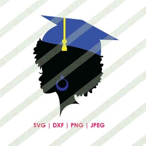 Black Woman Graduate Cap SVG DXF Cricut or Silhouette Cutting File for High School or College Graduation
