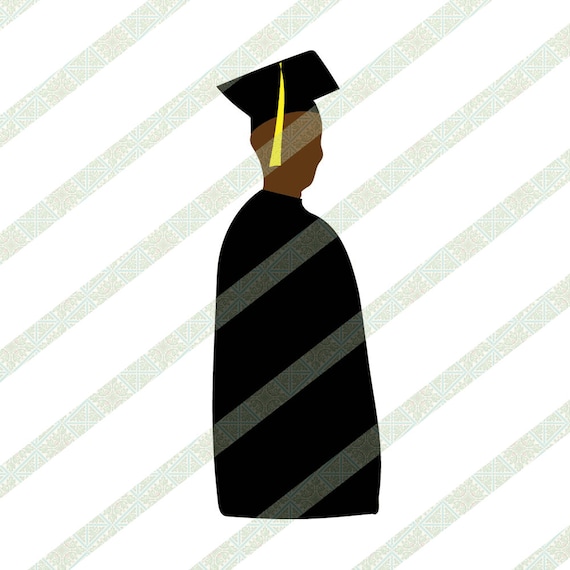 Download Black Man Graduate Svg Png In Graduation Cap Gown Black And Etsy