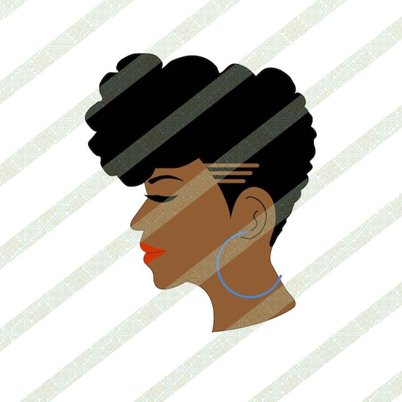 tapered afro svg box fade cut black woman with kinky natural hair cutting  file african american art digital download