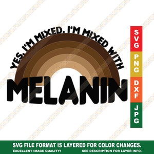 Yes I&#39;m Mixed. I&#39;m Mixed With Melanin Quote SVG Cricut or Silhouette Cut File