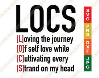 Locken Zitat SVG - Lieben Die Reise Dreadlocks Locked Sisterlocks Neu Lockern PNG Cricut oder Silhouette Cut Datei