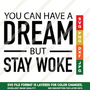 You Can Have a Dream But Stay Woke MLK SVG Black History Month Cricut or Silhouette Cut File