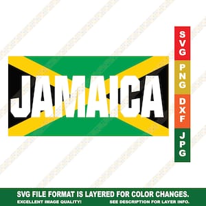Jamaika Flagge SVG PNG JPG Schneidedatei für Silhouette oder Cricut