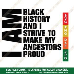 I Am Black History Ancestors Proud - Black History Month SVG PNG Cricut o Silhouette Cut File