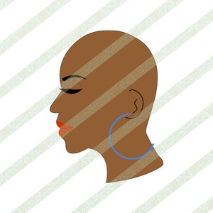 Bald Black Woman SVG JPEG Cancer or Alopecia Awareness Cricut or Silhouette Cutting File, African American Ethnic Art Digital Download
