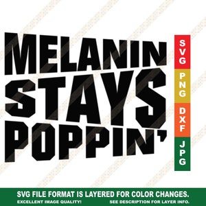Melanin Stays Poppin SVG Cricut or Silhouette Cut File