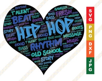 I Love Old School Hip Hop Graffiti Heart SVG PNG JPG Digital Download Cut File for Silhouette and Cricut