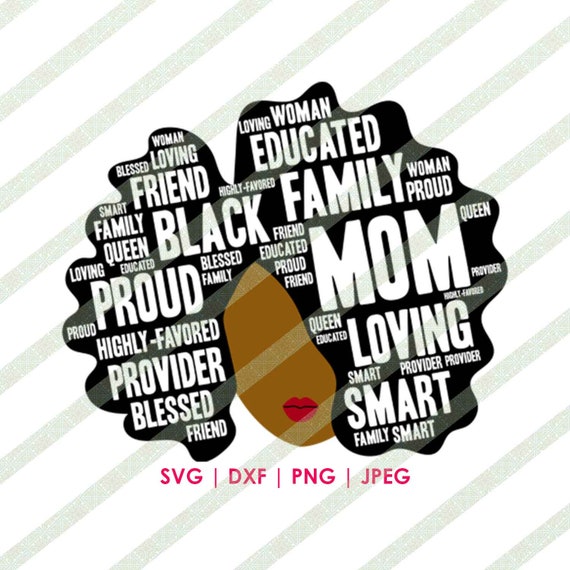 Download Black Mom Mother's Day Words in Afro SVG DXF Cricut or | Etsy