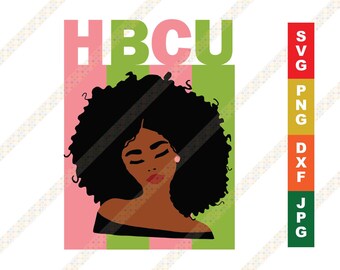 HBCU Roze en Groene Afro Vrouw SVG HBCU Grad Black College Alumni Cricut of Silhouette Cut File