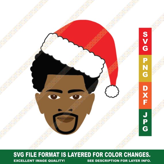 Download Black Man Afro Santa Hat Svg Dxf Christmas Cutting File For Etsy