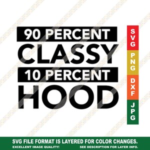 90 Prozent Classy 10 Prozent Kapuze Schwarze Zitate SVG PNG DXF Cricut oder Silhouette Cut File