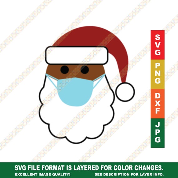 Download Black Santa With Face Mask Svg Dxf Christmas Cricut Or Etsy
