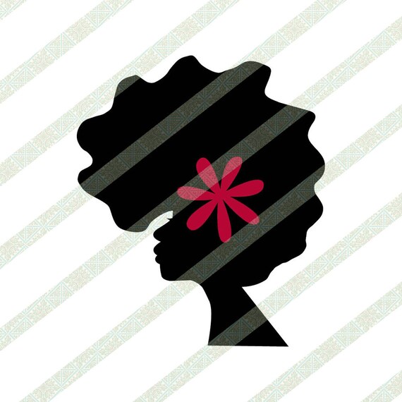Afro Svg Pink Flower Black Woman Silhouette With Natural Hair Etsy