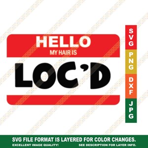 Hello My Hair is Loc&#39;d Locs SVG PNG JPG Cricut or Silhouette Cut File