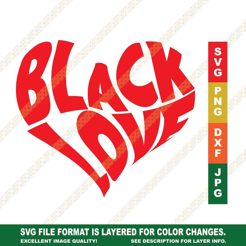 Black Love Heart Valentine's Day African American SVG PNG Etsy