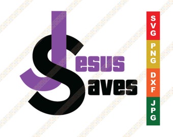 Jesus Rettet christliche SVG Interlocking Letters PNG JPG Cricut oder Silhouette Cut Datei