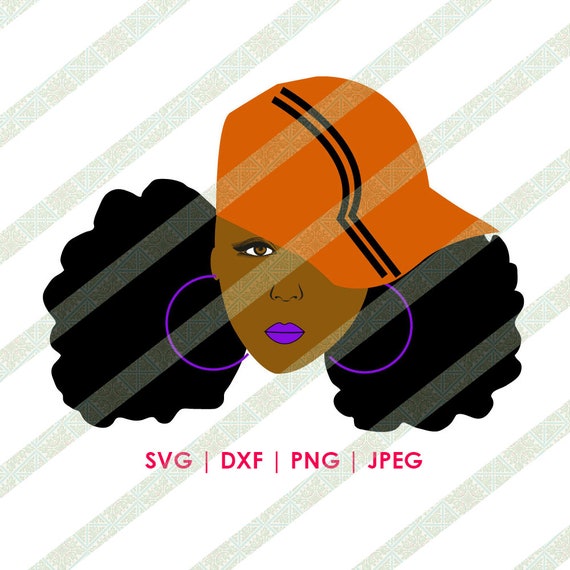 Black Girl With Natural Hair Afro Puffs Orange Hat Hoop Etsy