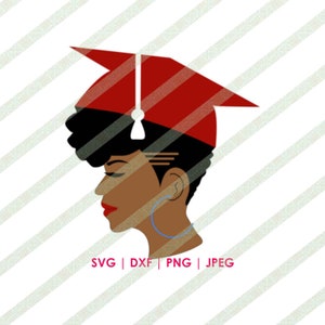 Schwarze Frau Abitur Mütze SVG PNG Cricut oder Silhouette Cutting File für High School oder College Graduation