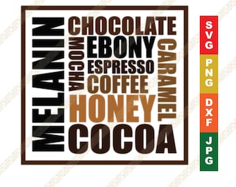 Melanin Shades of Brown SVG PNG JPEG Ethnic Cricut or Silhouette Cut File