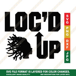 Loc&#39;d Up Locs Dreadlocks Silhouette SVG PNG JPG Black Woman Cricut or Silhouette Cut File