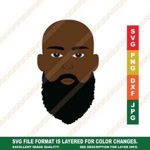 Bald Black Man With Beard SVG Cricut or Silhouette Cut File