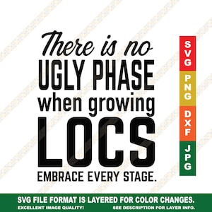 There is No Ugly Phase When Growing Locs or Dreadlocks Quote SVG Cricut or Silhouette Cut File