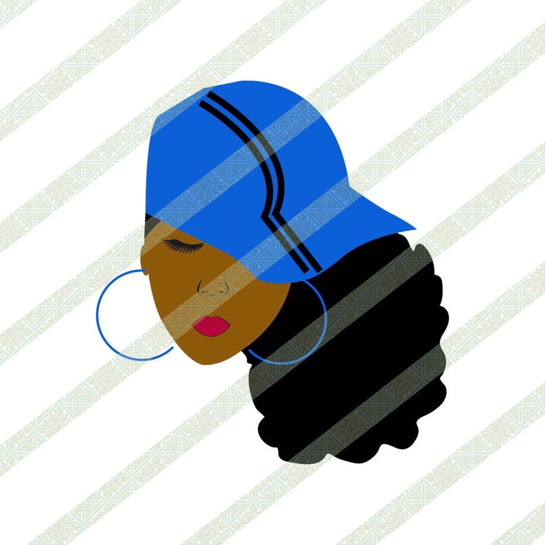 Download Side Afro Puff SVG PNG Afro Lady With Hat Black Woman | Etsy