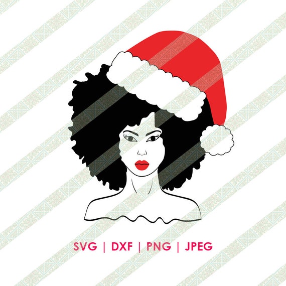 Download Black Woman Santa Hat Natural Hair Afro SVG DXF Multiple ...