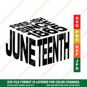 Juneteenth - Free-ish Since 1865 SVG Vector Cricut or Silhouette Cut File