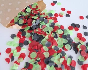 Confeti biodegradable para bodas: círculos verde manzana, negro y rojo / Confeti de Halloween / Confeti gótico / Fiesta / Lanzamiento / Novios