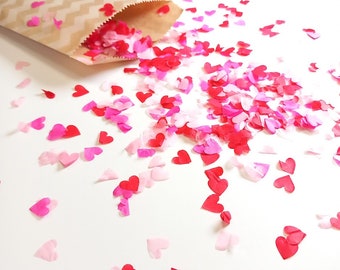 Biodegradable Wedding Confetti - Red, Pale Pink and Fuchsia Pink - Hearts and Circles
