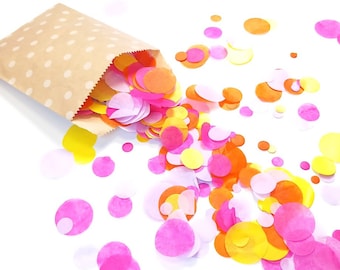 Biodegradable Wedding Circles Confetti - Lilac, Fuschia Pink, Orange and Yellow