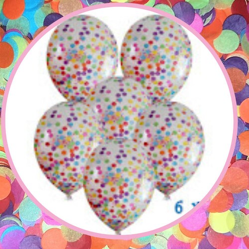 Rainbow Confetti Balloonsclear Latex Balloonsbaby Brial Etsy
