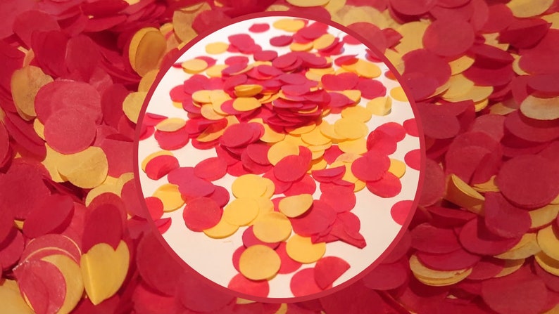Eco Biodegradable Red Yellow Wedding Confetti Circus Mix Red and Yellow