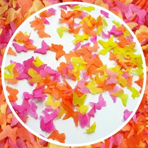 Eco Biodegradable Butterfly Confetti - Bright Yellow, Orange and Fuchsia Pink