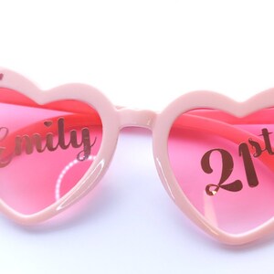 Birthday Sunglasses Personalised Love Heart Sunglasses White or Pink