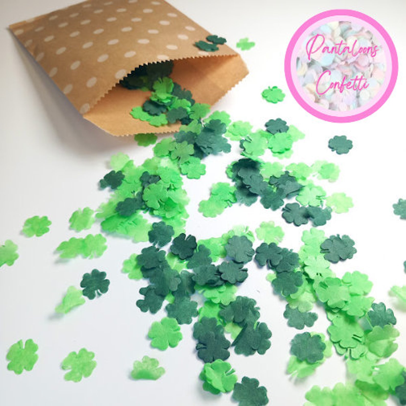 Biodegradable Wedding Confetti Four Leaf Shamrock Clover  Deep Green and Apple Green